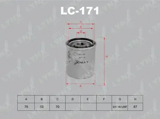 Масляный фильтр LYNXAUTO LC-171