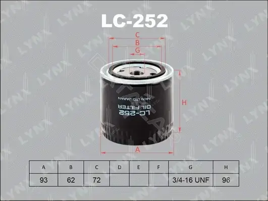 Масляный фильтр LYNXAUTO LC-252