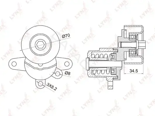 Натяжитель ремня генератора LYNXAUTO PT-3028