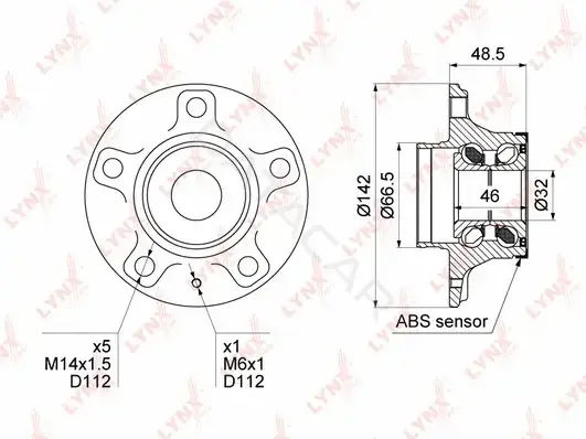 Подшипник ступицы LYNXAUTO WH-1004