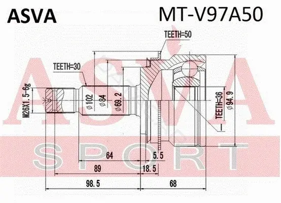 Шрус ASVA MT-V97A50