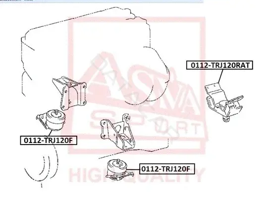 Подушка двигателя (Опора) ASVA 0112-TRJ120F