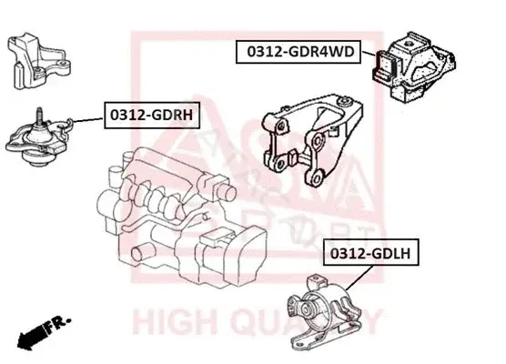 Подушка двигателя (Опора) ASVA 0312-GDR4WD