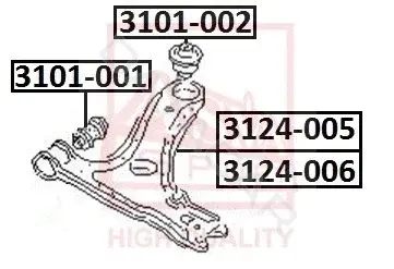Сайлентблок рычага ASVA 3101-002