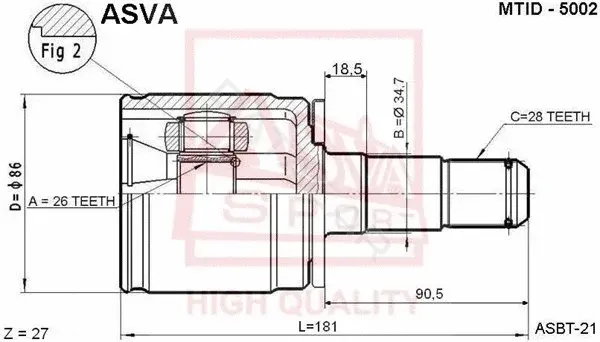 Шрус ASVA MTID-5002
