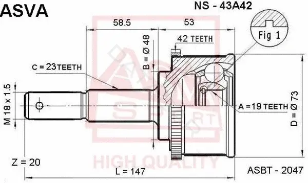 Шрус ASVA NS-43A42
