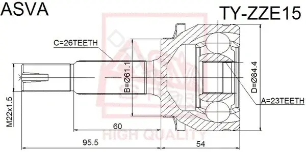 Шрус ASVA TY-ZZE15