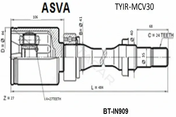 Шрус ASVA TYIR-MCV30