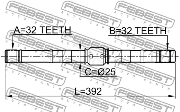 Приводной вал / Полуось FEBEST 0212-SR20LH