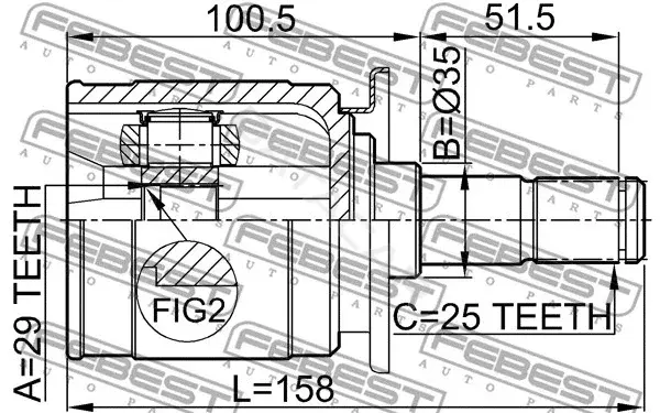 Шрус FEBEST 0411-CU20RR