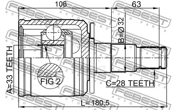 Шрус FEBEST 0411-KB4LH