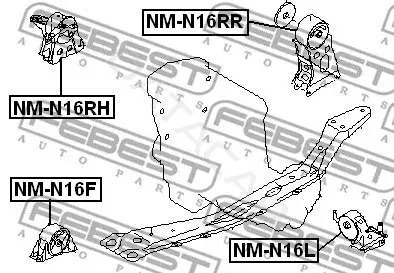 Подушка двигателя (Опора) FEBEST NM-N16RH