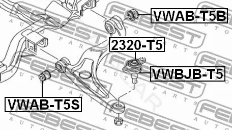 Сайлентблок рычага FEBEST VWAB-T5S