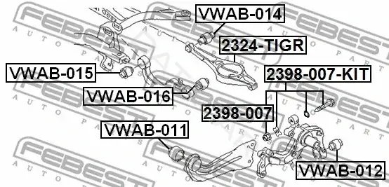 Болт подвески FEBEST 2398-007-KIT