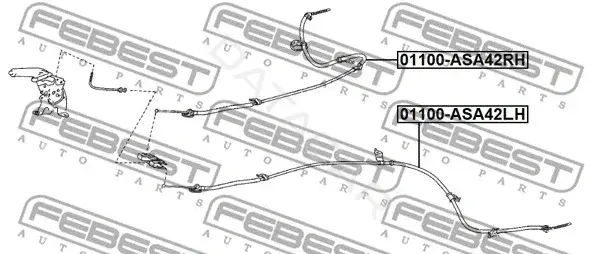Трос ручника FEBEST 01100-ASA42LH