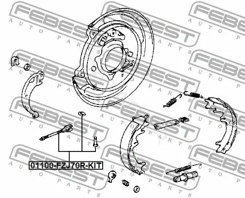 Трос ручника FEBEST 01100-FZJ70R-KIT