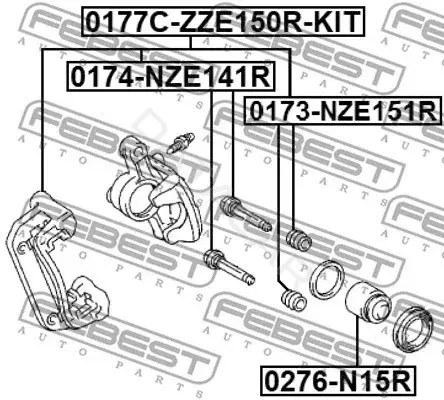 Скоба суппорта FEBEST 0177C-ZZE150R-KIT