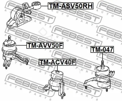 Подушка двигателя (Опора) FEBEST TM-ASV50RH