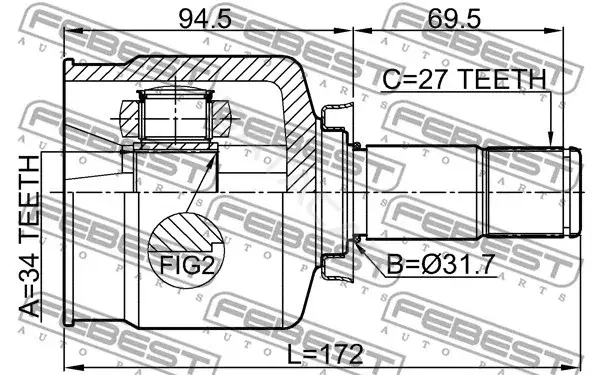 Шрус FEBEST 3511-NL3LH