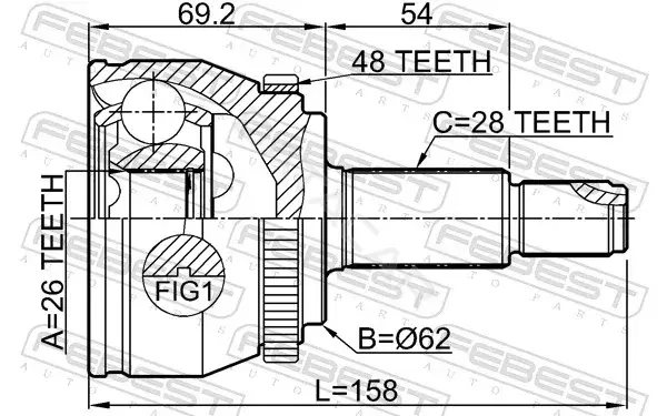 Шрус FEBEST 3510-NL32WDA48