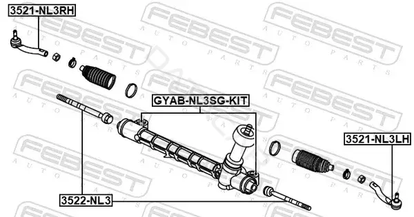 Сайлентблок рулевой рейки FEBEST GYAB-NL3SG-KIT