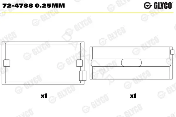 Вкладыши коренные GLYCO 72-47880.25mm
