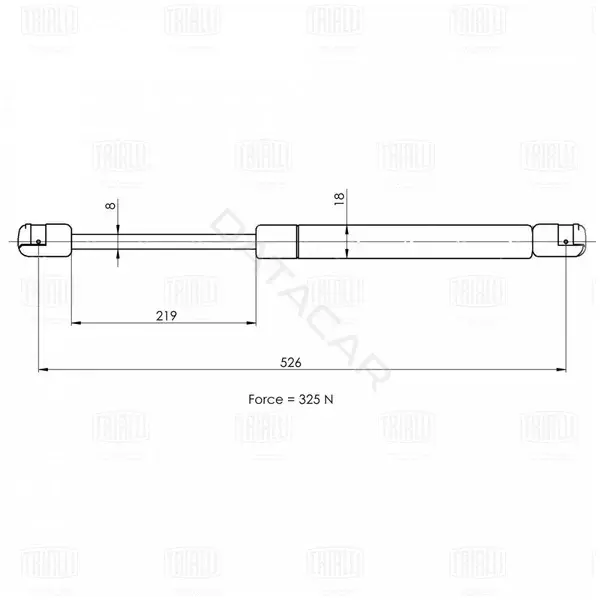 Амортизатор крышки багажника, капота, заднего стекла TRIALLI GS1836