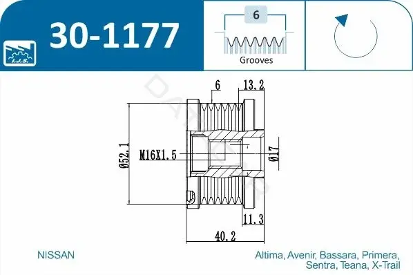 Шкив генератора IJS GROUP 30-1177