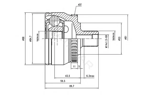 Шрус AYWIPARTS AW1510013A