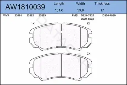 Тормозные колодки AYWIPARTS AW1810039