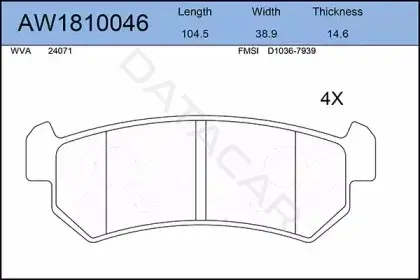 Тормозные колодки AYWIPARTS AW1810046