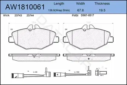 Тормозные колодки AYWIPARTS AW1810061