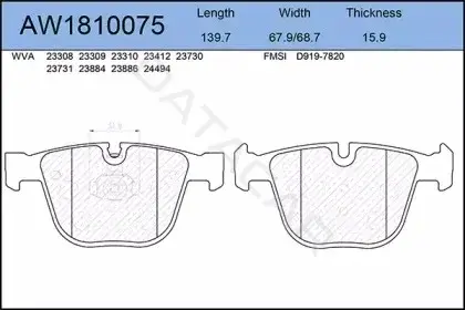 Тормозные колодки AYWIPARTS AW1810075