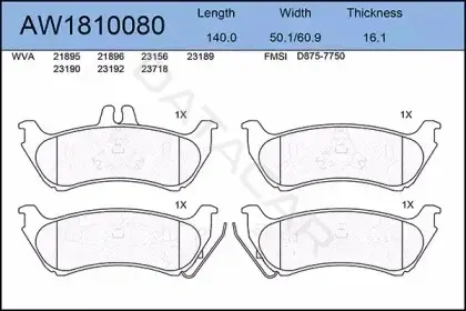 Тормозные колодки AYWIPARTS AW1810080