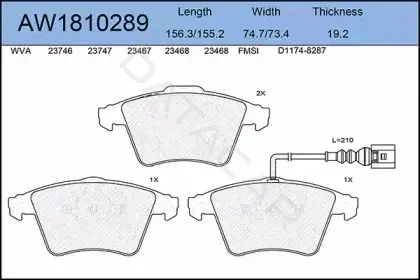 Тормозные колодки AYWIPARTS AW1810289