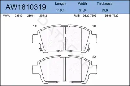 Тормозные колодки AYWIPARTS AW1810319