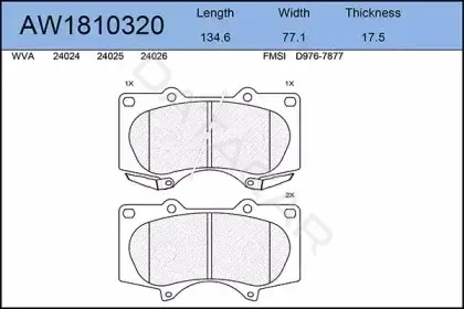 Тормозные колодки AYWIPARTS AW1810320