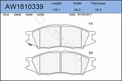Тормозные колодки AYWIPARTS AW1810339