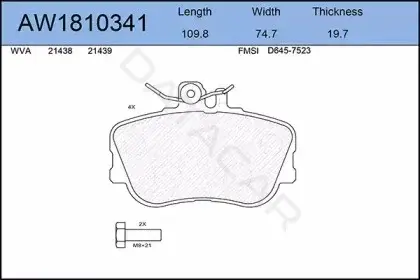 Тормозные колодки AYWIPARTS AW1810341
