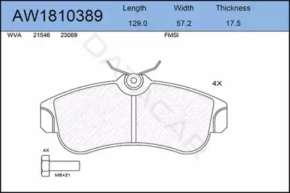 Тормозные колодки AYWIPARTS AW1810389