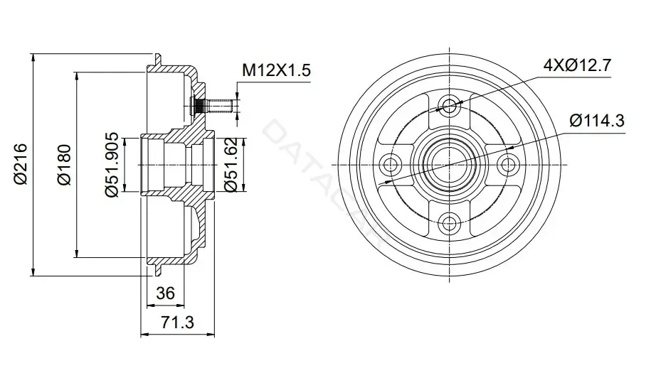 Тормозной барабан M-TEX MTBT1033