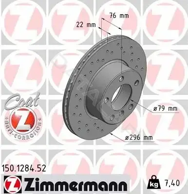 Тормозные диски ZIMMERMANN 150.1284.52