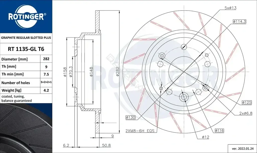 Тормозные диски ROTINGER RT1135-GLT6
