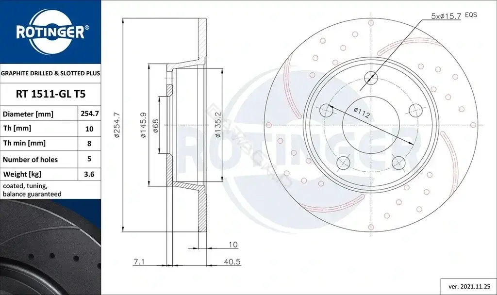 Тормозные диски ROTINGER RT1511-GLT5