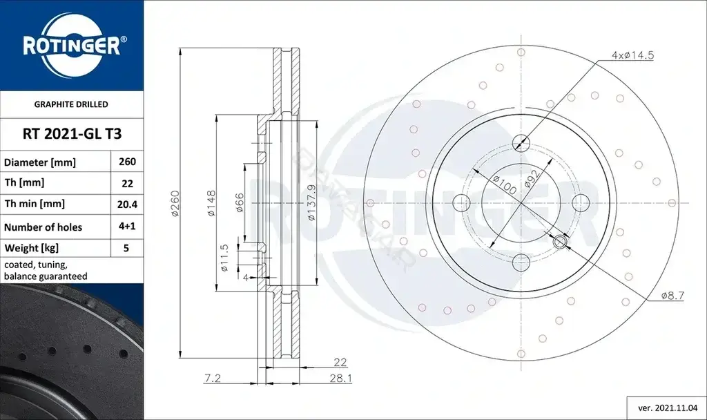 Тормозные диски ROTINGER RT2021-GLT3
