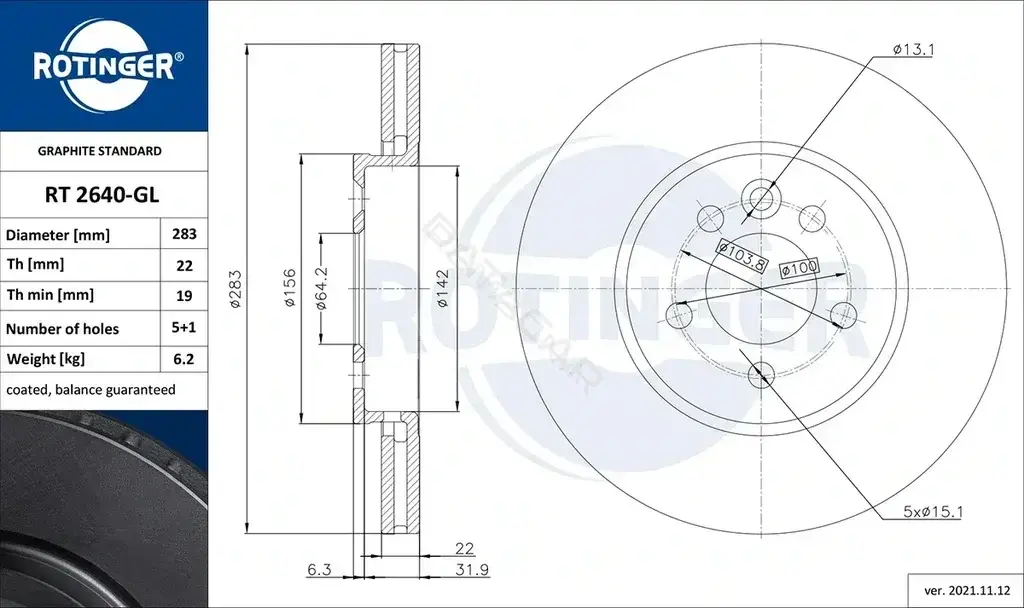 Тормозные диски ROTINGER RT2640-GL