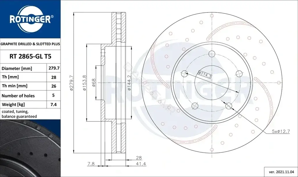 Тормозные диски ROTINGER RT2865-GLT5