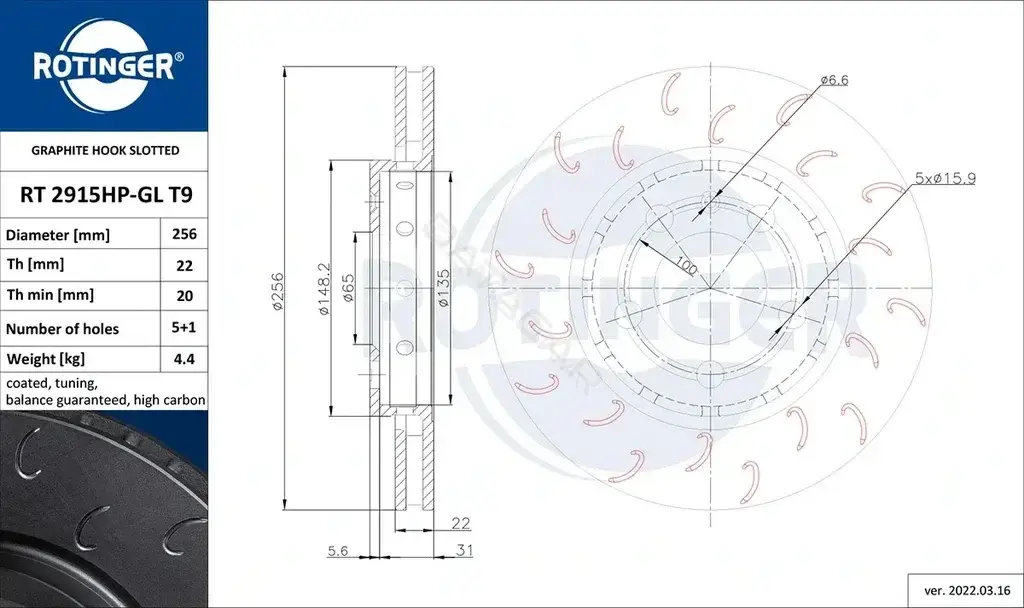 Тормозные диски ROTINGER RT2915HP-GLT9