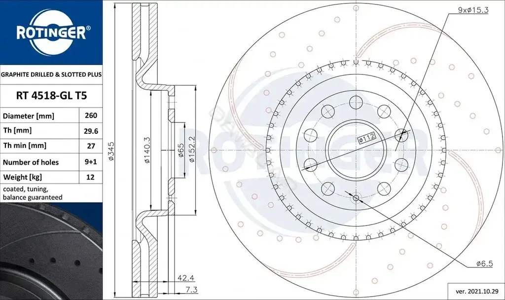 Тормозные диски ROTINGER RT4518-GLT5