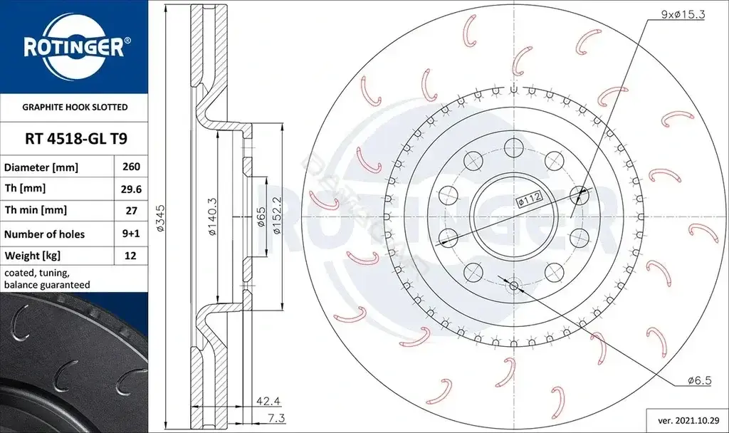Тормозные диски ROTINGER RT4518-GLT9